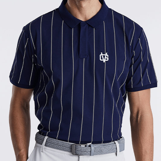 VICE Pinstripe Polo Navy