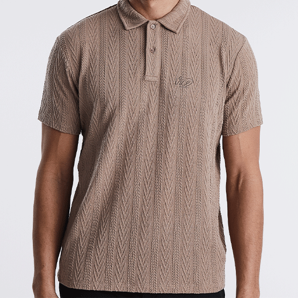 VICE Tony Cable Knit Polo Taupe