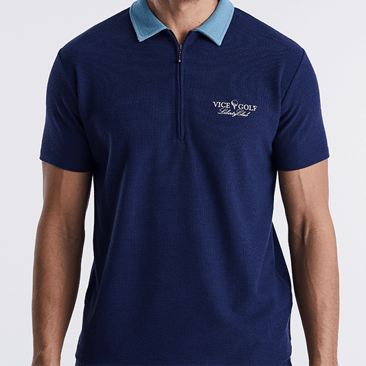 VICE Liberty Club Half-Zip Waffle Polo Navy